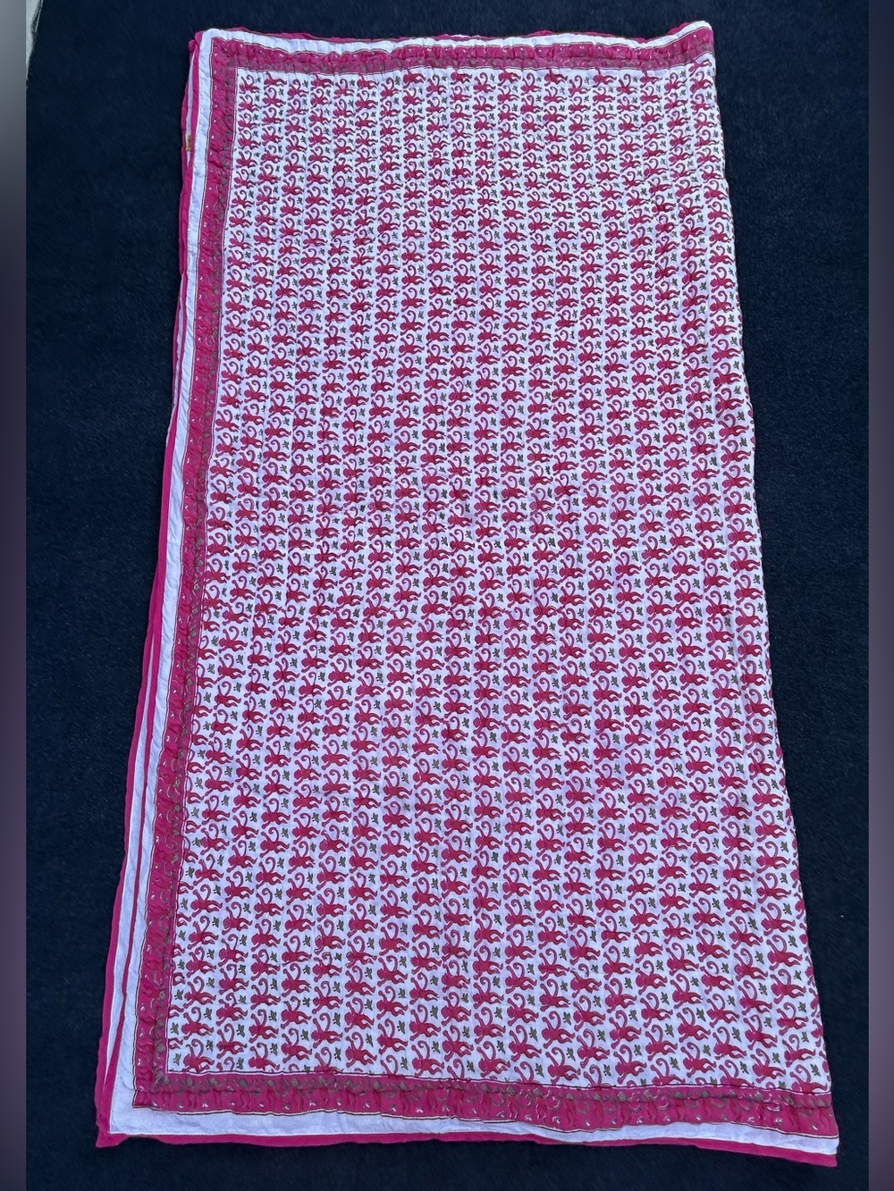 Roberta Roller Rabbit Pink Monkey & Stripe Block Print Cotton Quilt - Full Size - Picture 8 of 14